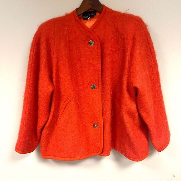 - Nicole Miller rare vintage orange mohair jacket. Size L/XL - Picture 1 of 11
